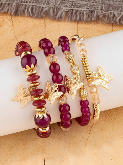 Bohemian Multi-Layered Beaded Butterfly Pendant Bracelets