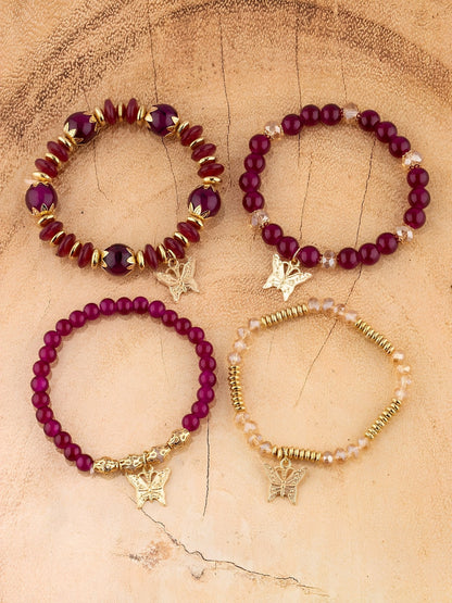 Bohemian Multi-Layered Beaded Butterfly Pendant Bracelets