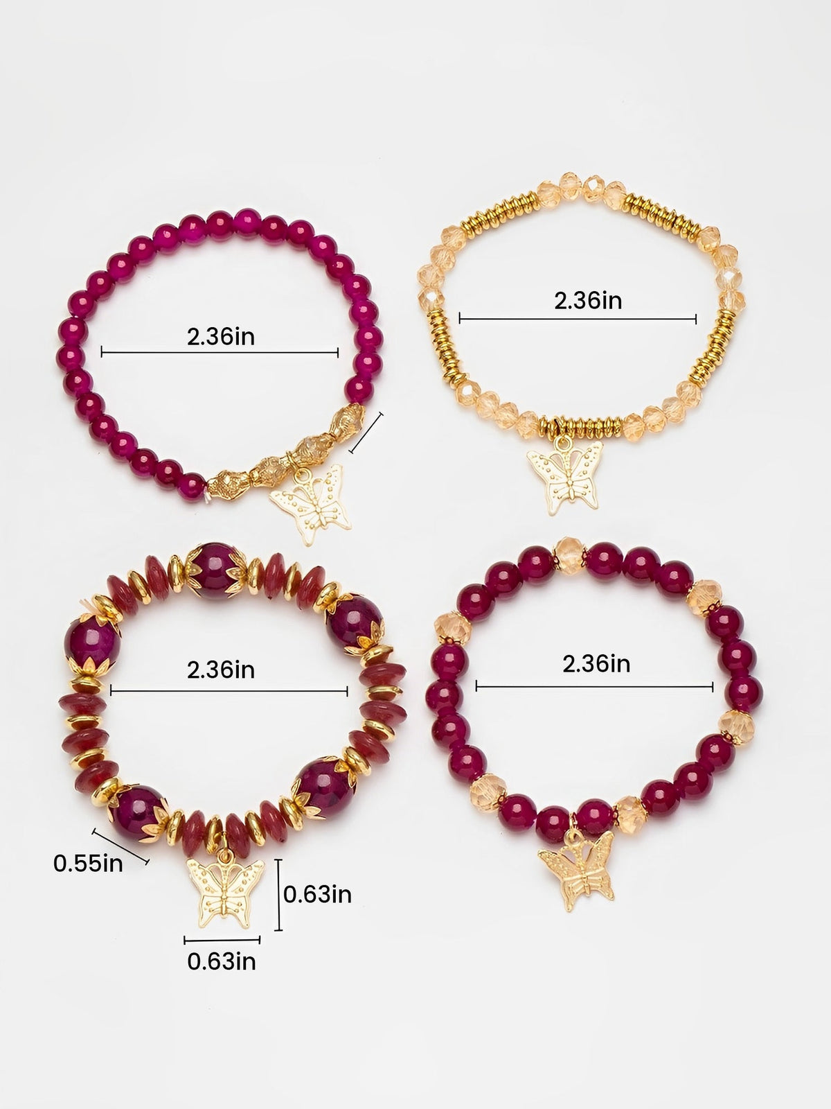 Bohemian Multi-Layered Beaded Butterfly Pendant Bracelets