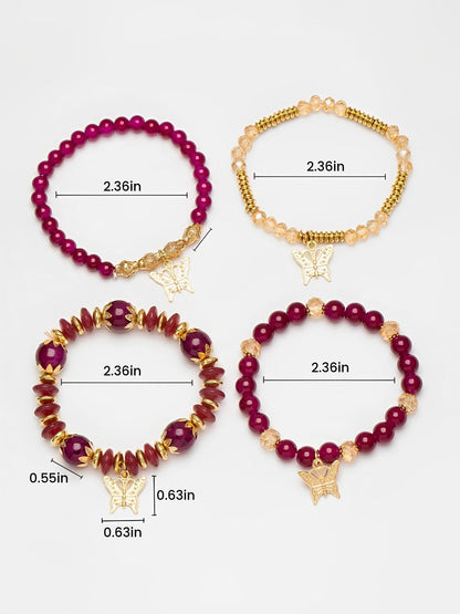 Bohemian Multi-Layered Beaded Butterfly Pendant Bracelets