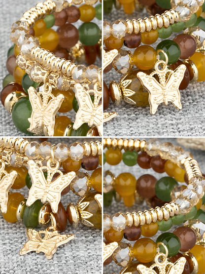Bohemian Multi-Layered Beaded Butterfly Pendant Bracelets