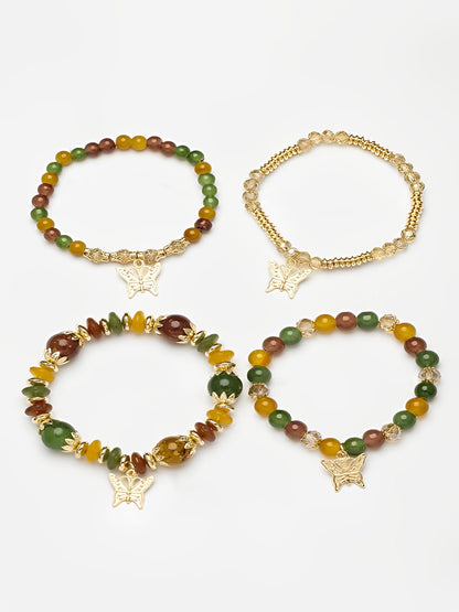 Bohemian Multi-Layered Beaded Butterfly Pendant Bracelets
