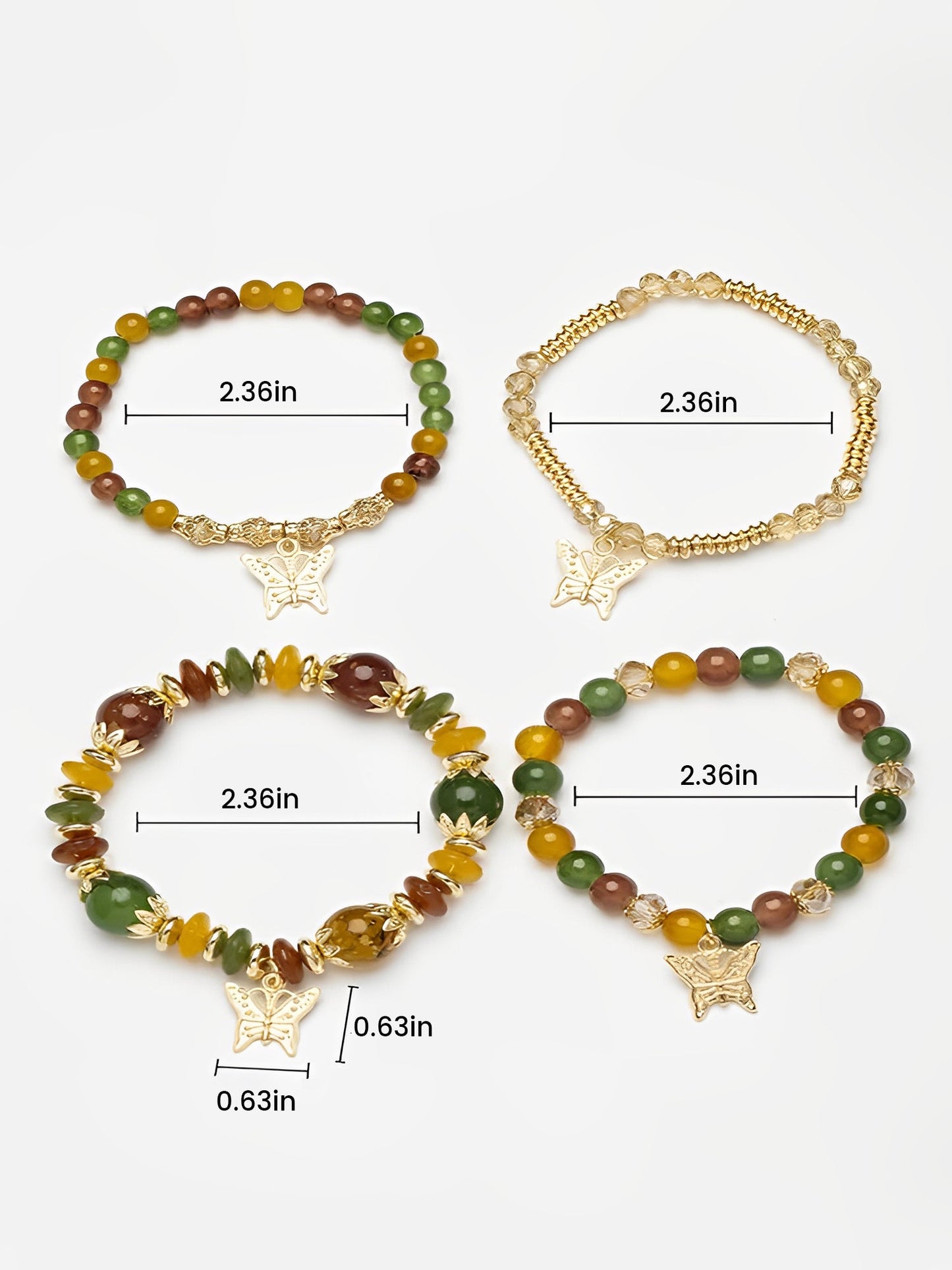 Bohemian Multi-Layered Beaded Butterfly Pendant Bracelets