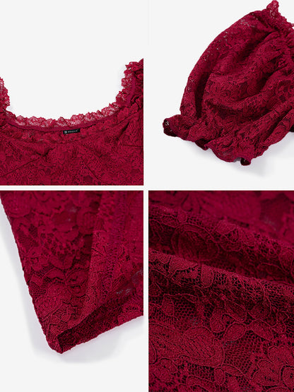 Y2K Style Lace Sheer Off Shoulder Blouse