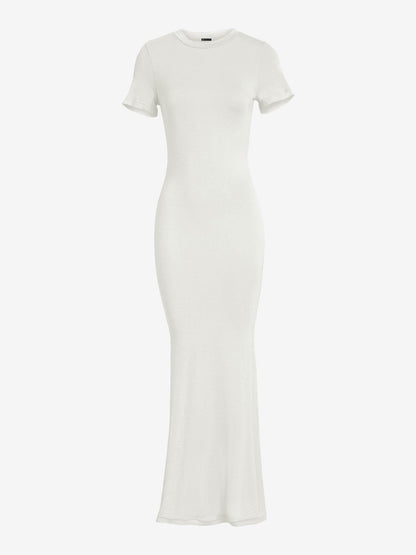 Solid Color Short Sleeve Bodycon Maxi Dress