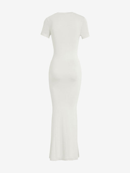 Solid Color Short Sleeve Bodycon Maxi Dress