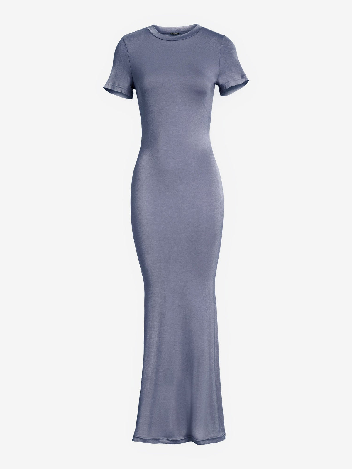 Solid Color Short Sleeve Bodycon Maxi Dress