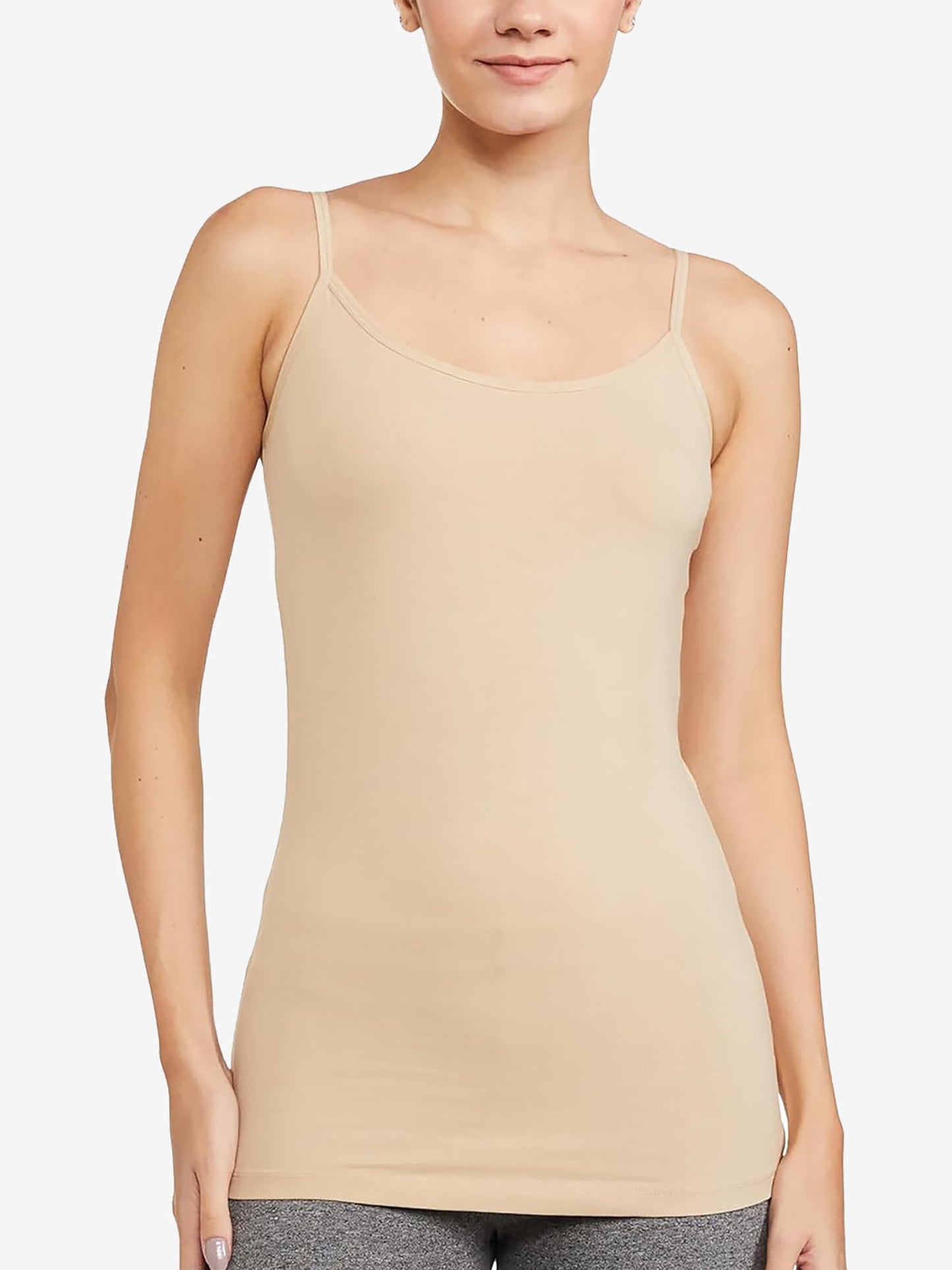 3 Pieces Spaghetti Strap Solid Color Padded Cami Top Set
