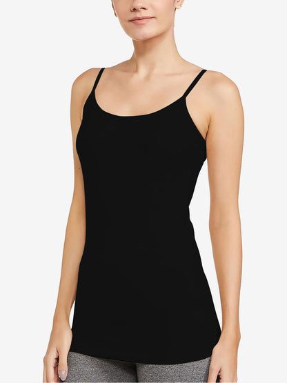 3 Pieces Spaghetti Strap Solid Color Padded Cami Top Set