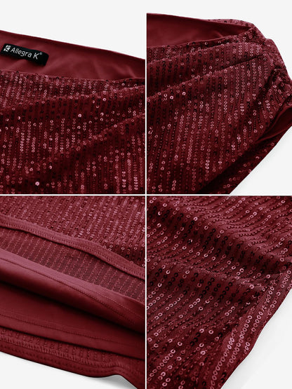 Cap Sleeve Sequin V Neck Glitter Blouse