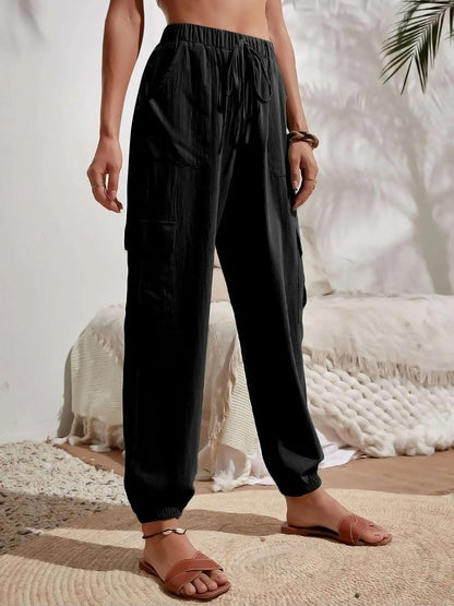 Cargo Solid Color Pocketed Casual Joggers Pants