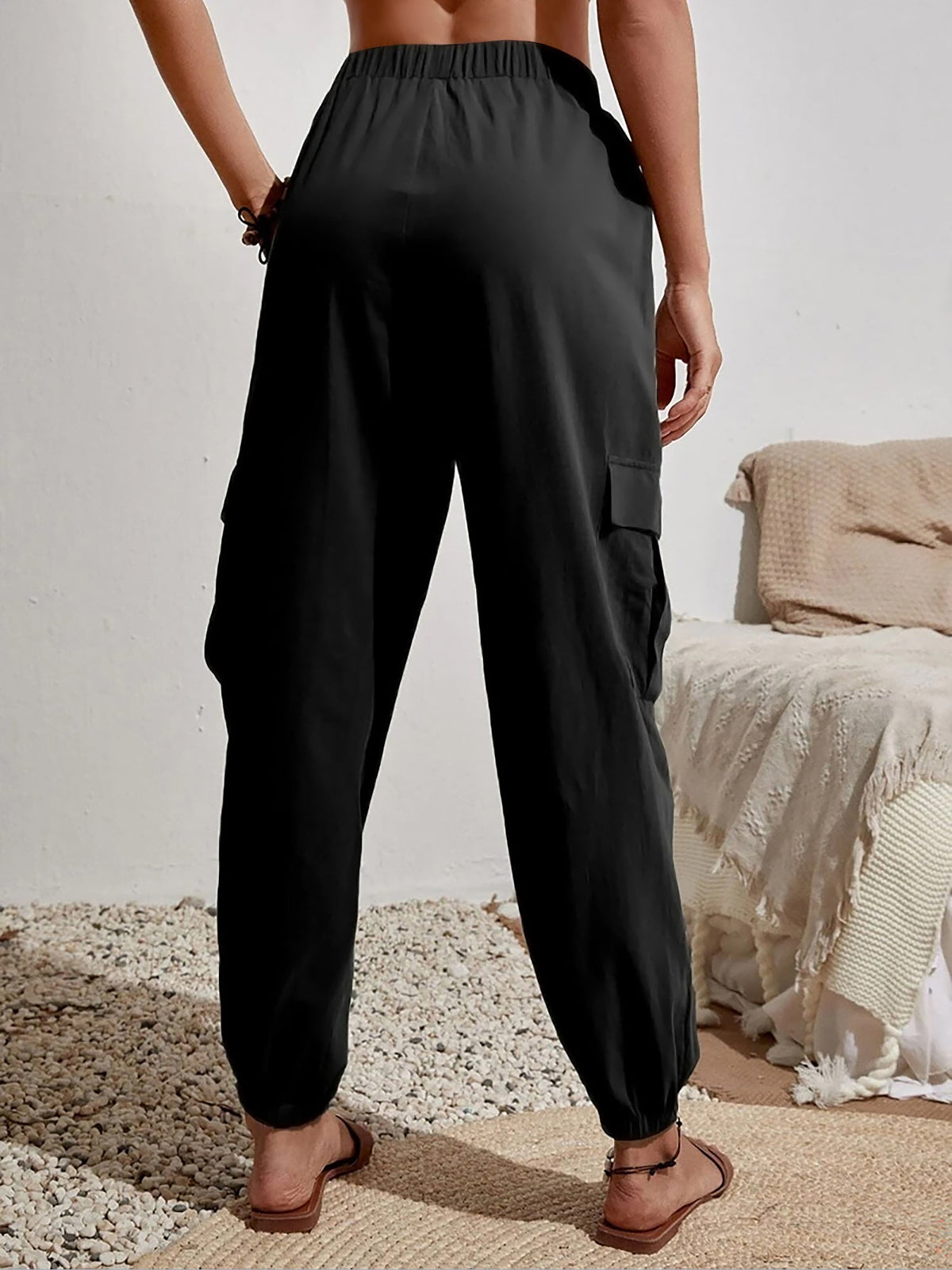 Cargo Solid Color Pocketed Casual Joggers Pants