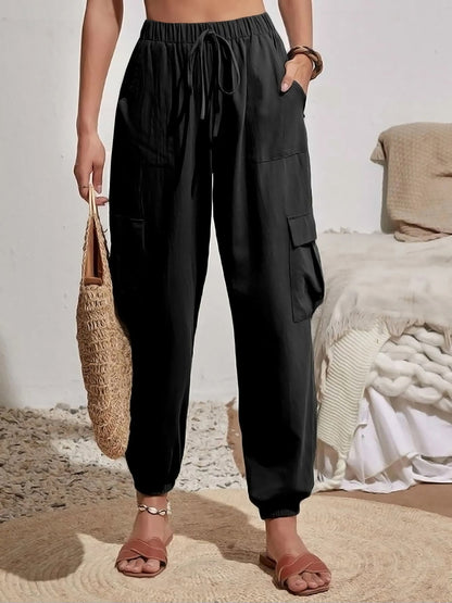 Cargo Solid Color Pocketed Casual Joggers Pants