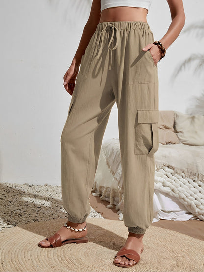 Cargo Solid Color Pocketed Casual Joggers Pants