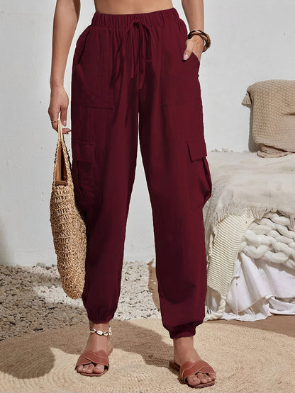 Cargo Solid Color Pocketed Casual Joggers Pants