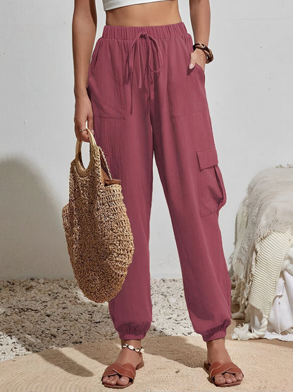 Cargo Solid Color Pocketed Casual Joggers Pants