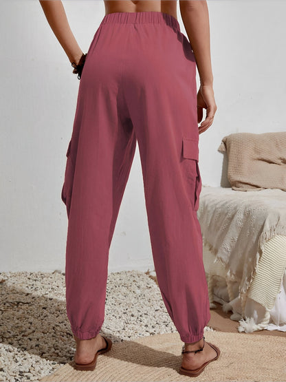 Cargo Solid Color Pocketed Casual Joggers Pants