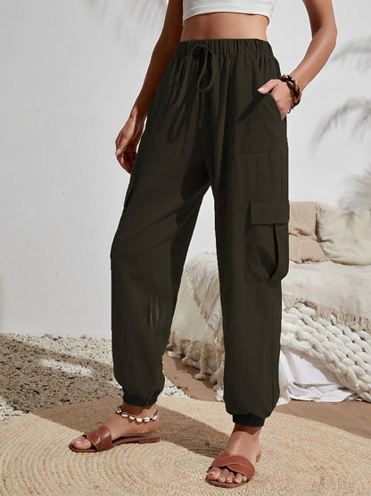 Cargo Solid Color Pocketed Casual Joggers Pants