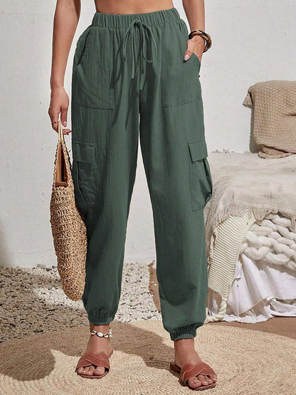 Cargo Solid Color Pocketed Casual Joggers Pants