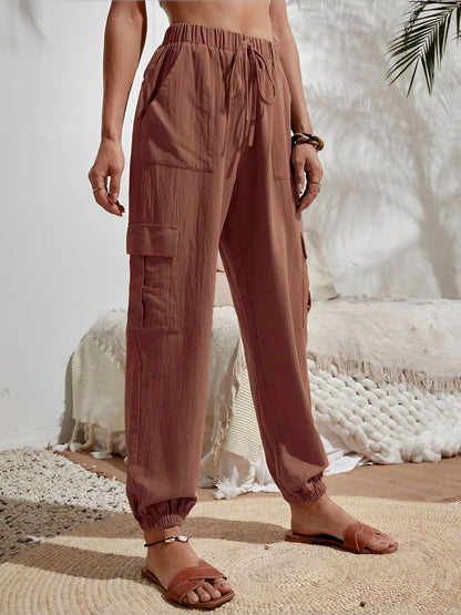 Cargo Solid Color Pocketed Casual Joggers Pants