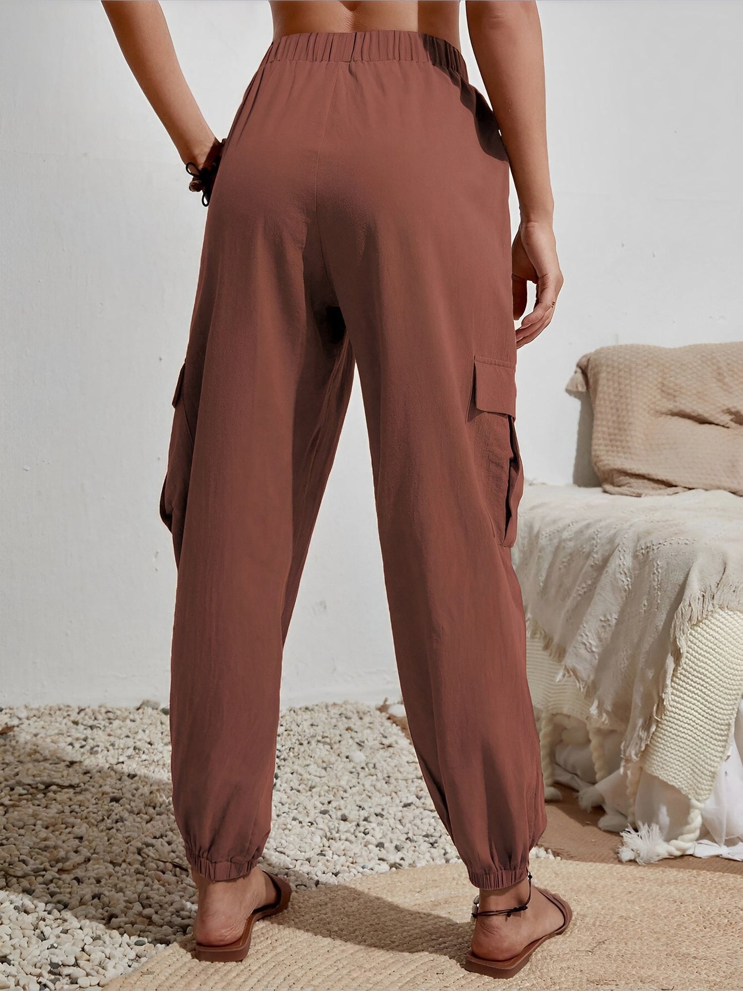 Cargo Solid Color Pocketed Casual Joggers Pants