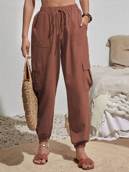 Cargo Solid Color Pocketed Casual Joggers Pants