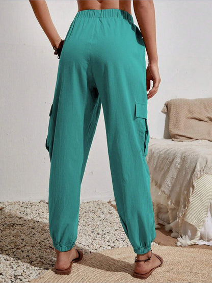 Cargo Solid Color Pocketed Casual Joggers Pants