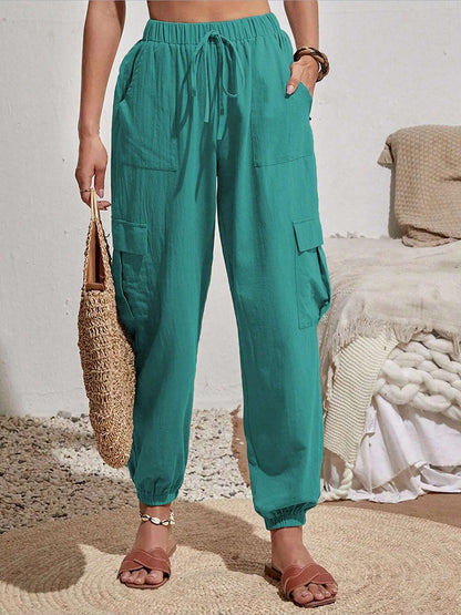 Cargo Solid Color Pocketed Casual Joggers Pants