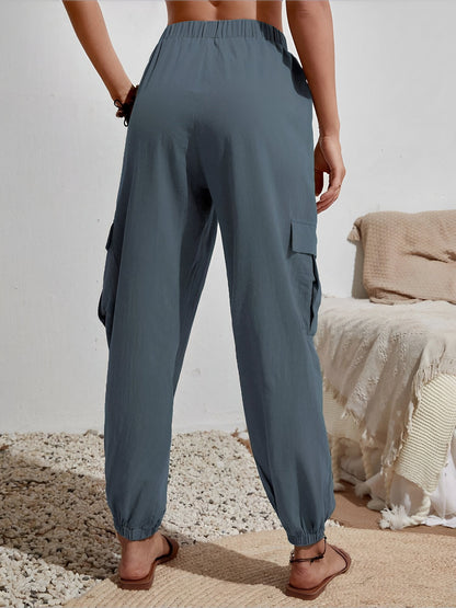 Cargo Solid Color Pocketed Casual Joggers Pants