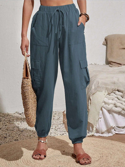 Cargo Solid Color Pocketed Casual Joggers Pants