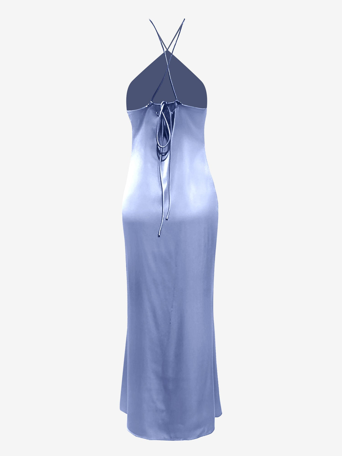 Satin Halter Sleeveless Backless Wedding Maxi Dress