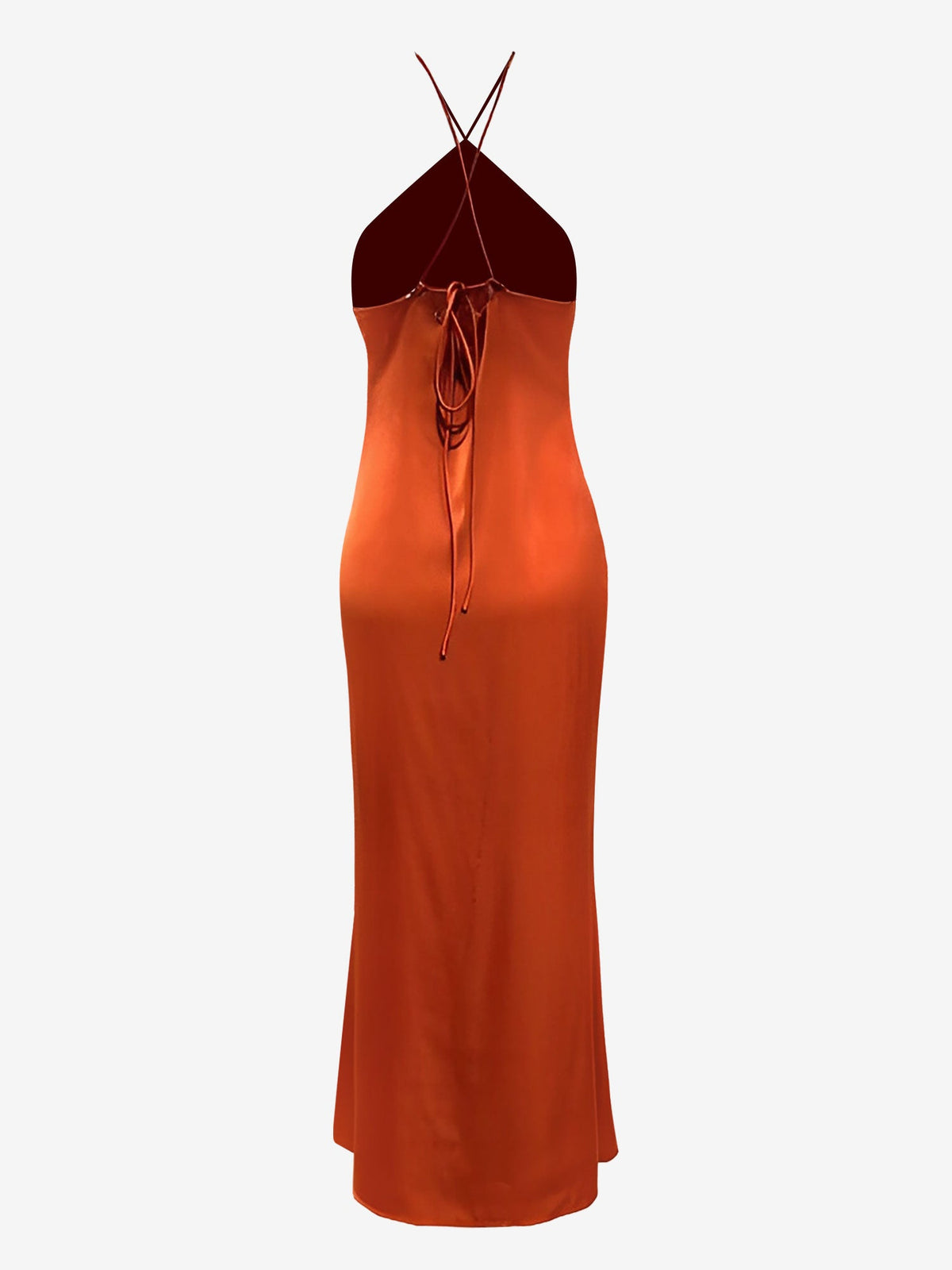 Satin Halter Sleeveless Backless Wedding Maxi Dress