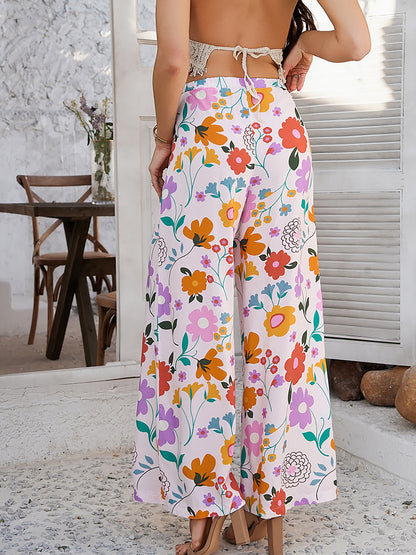 Casual Streetwear with Graphic Printed Elastic Waist Wide Relaxed Fit Leg Pants