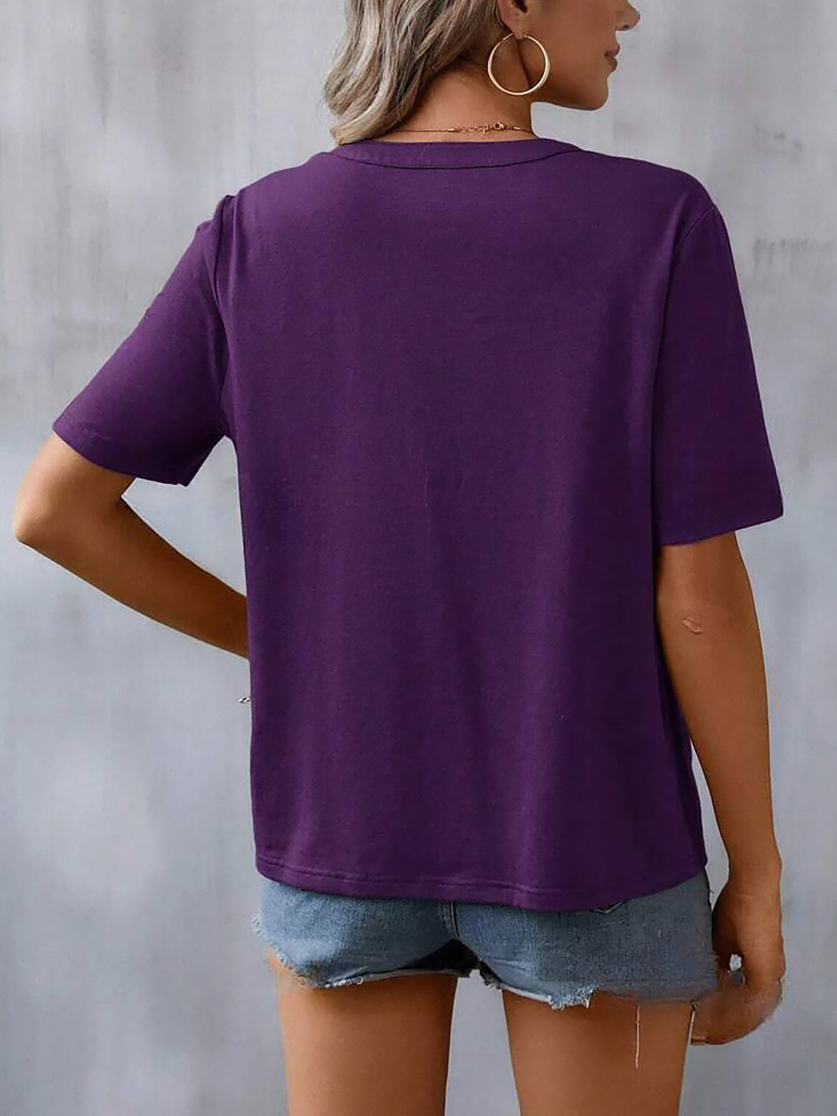 Embroidery Notch Neck Short Sleeves Casual Blouse