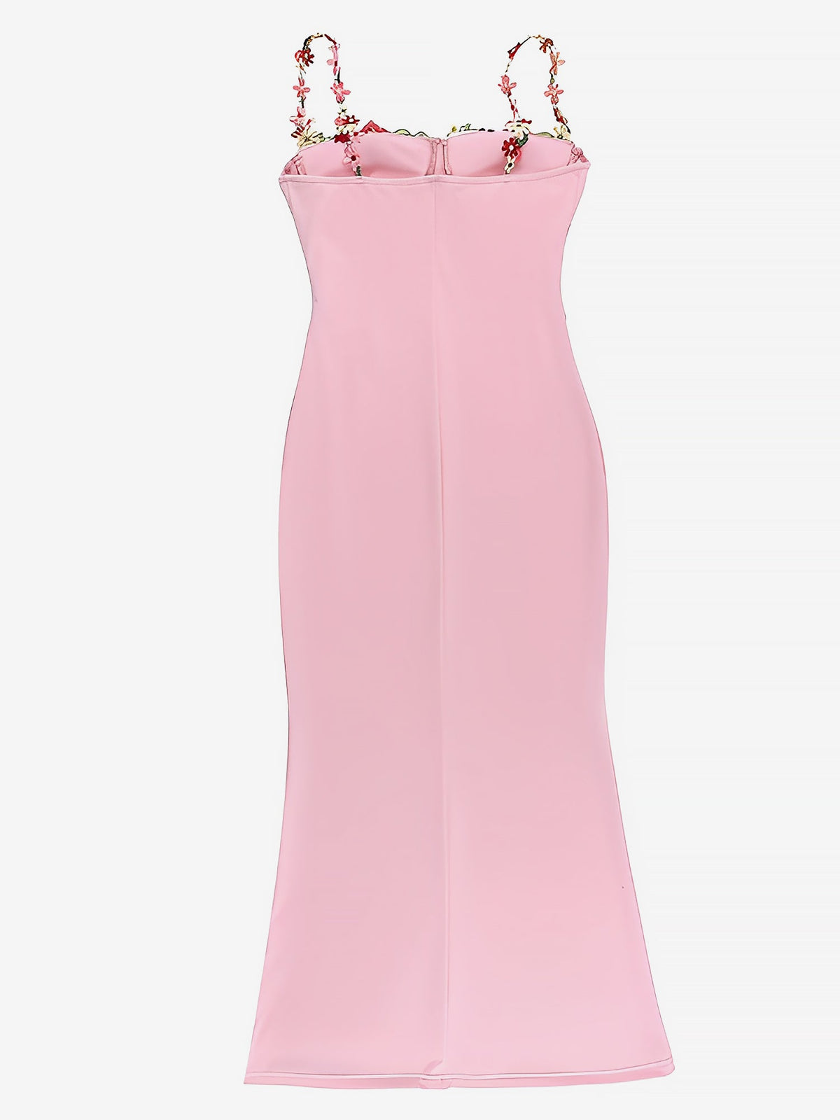 Floral Embroidery & Adjustable Straps Lace-up Bodycon Maxi Evening Party Dress