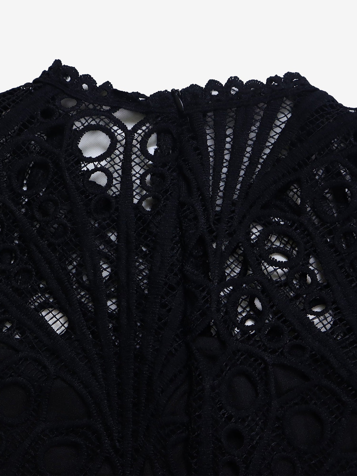 Elegant Vintage-Inspired Lace Patchwork Belted Pleated Midi Dress