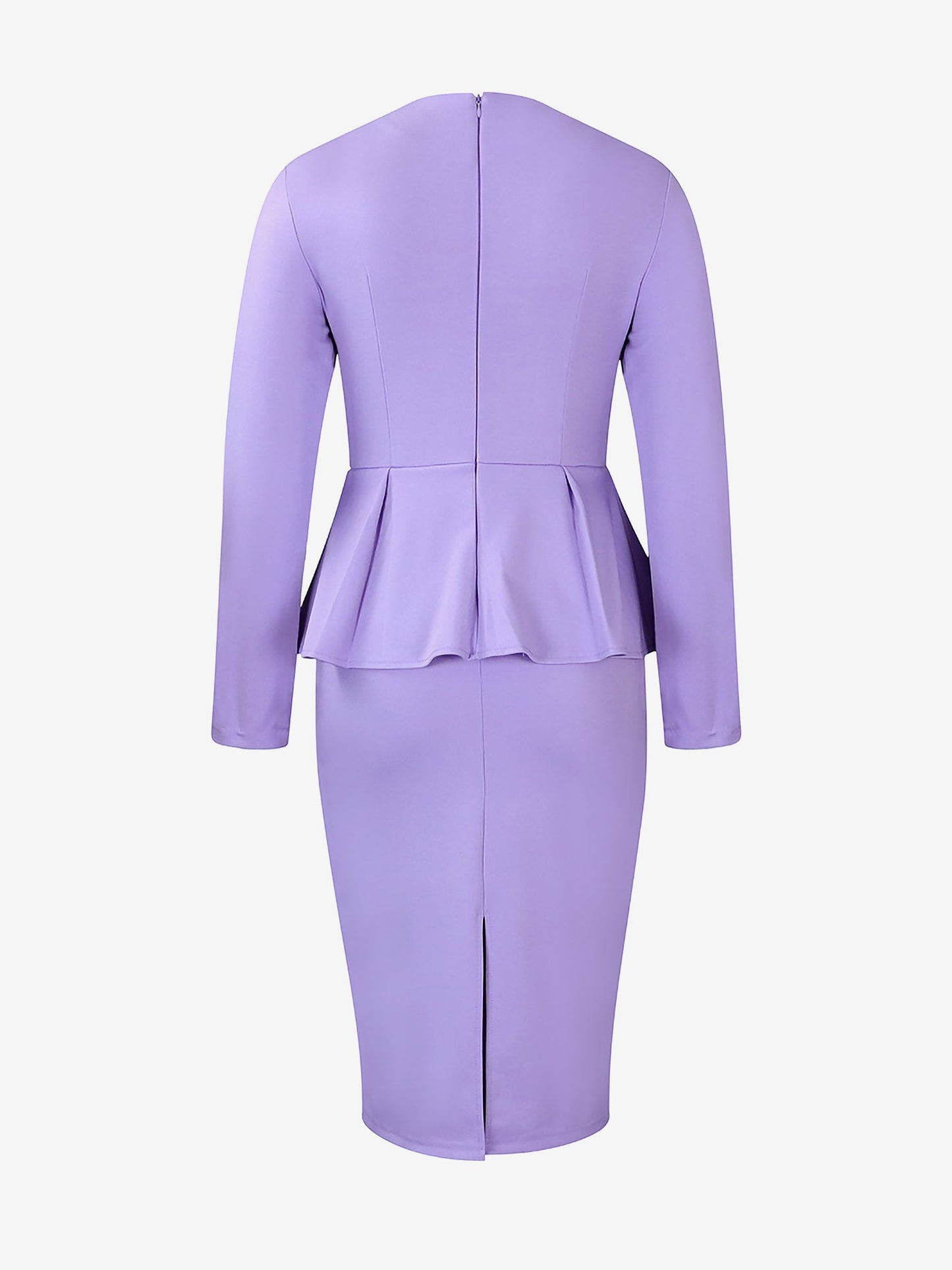 Flattering Slim Fit with Hidden Zipper Solid Color Long Sleeves Midi Sheath Date Nights & Cocktail Parties Dress