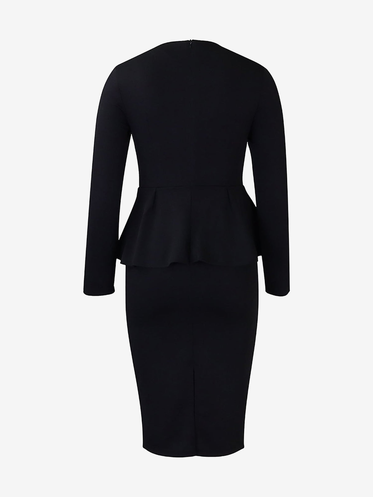 Flattering Slim Fit with Hidden Zipper Solid Color Long Sleeves Midi Sheath Date Nights & Cocktail Parties Dress