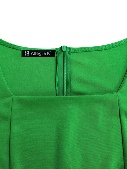 Short Sleeve Peplum Belted Midi Sheath Dress