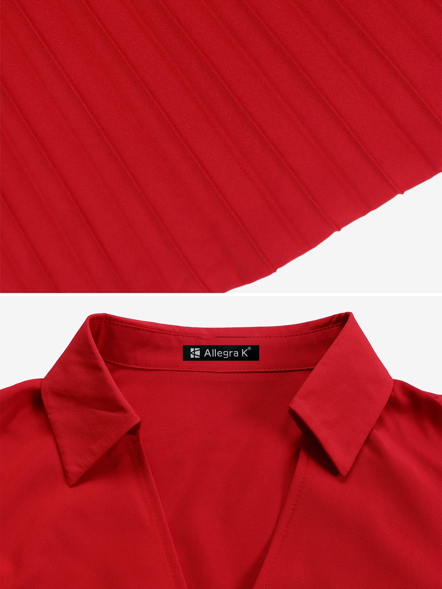 Elegant Solid Color Shirt Tailored Collar Pleated Belted Midi Dress