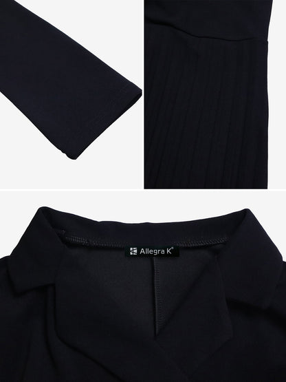 Tailored Pleats & Cinched Waist Notched Lapel Tie Waist Pleated Office Chic Blazer Dress