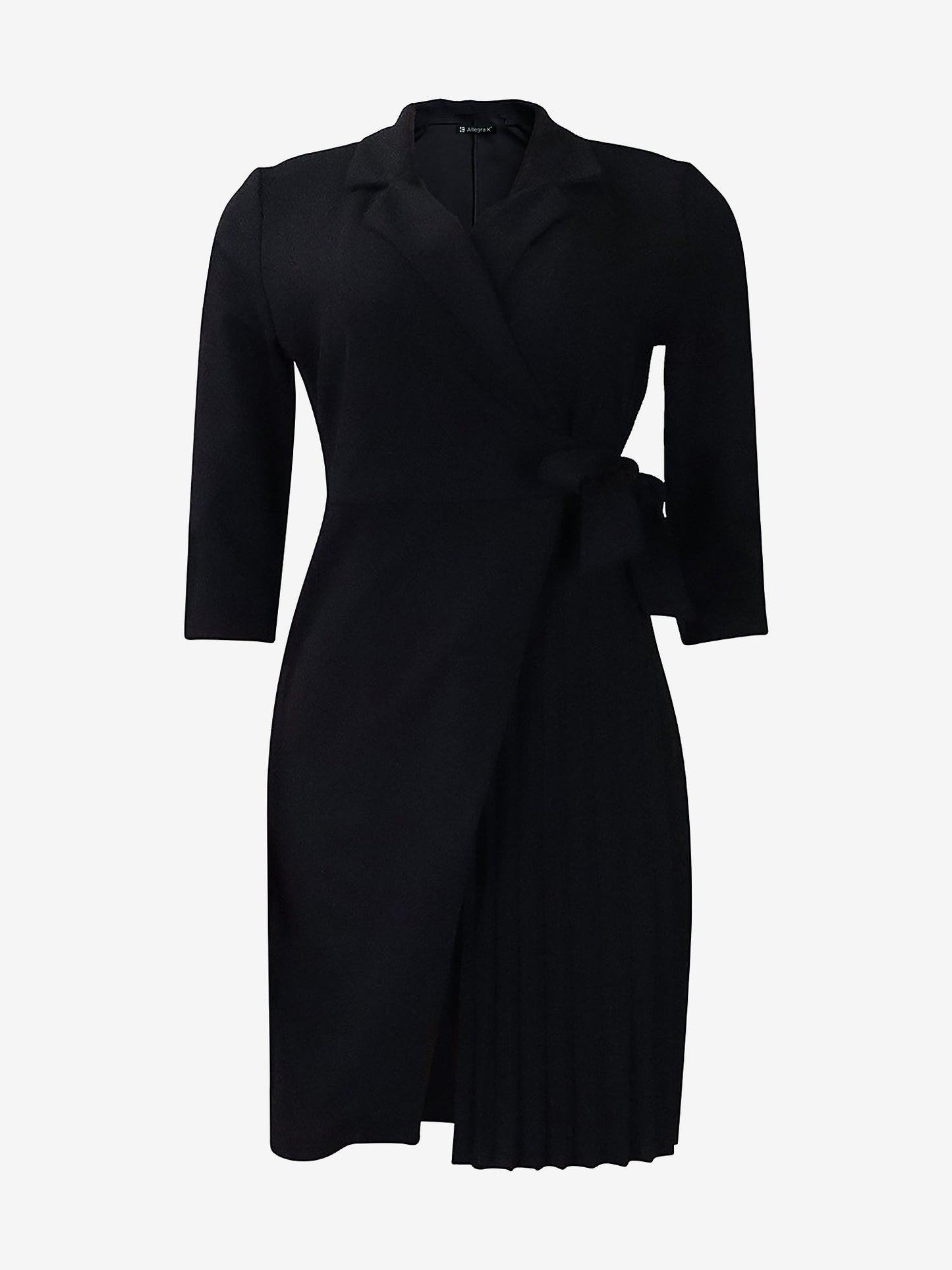 Tailored Pleats & Cinched Waist Notched Lapel Tie Waist Pleated Office Chic Blazer Dress