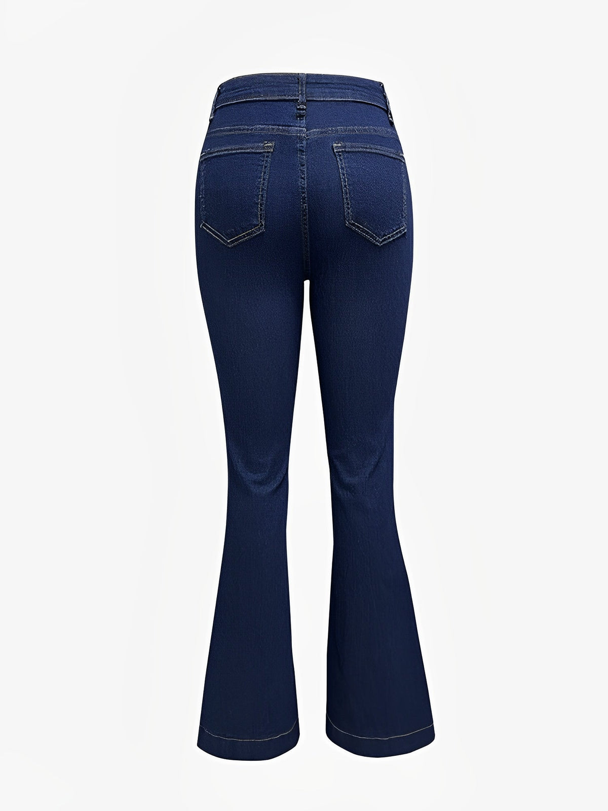 Denim Buttoned Bell-Bottomed Pocketed Jeans