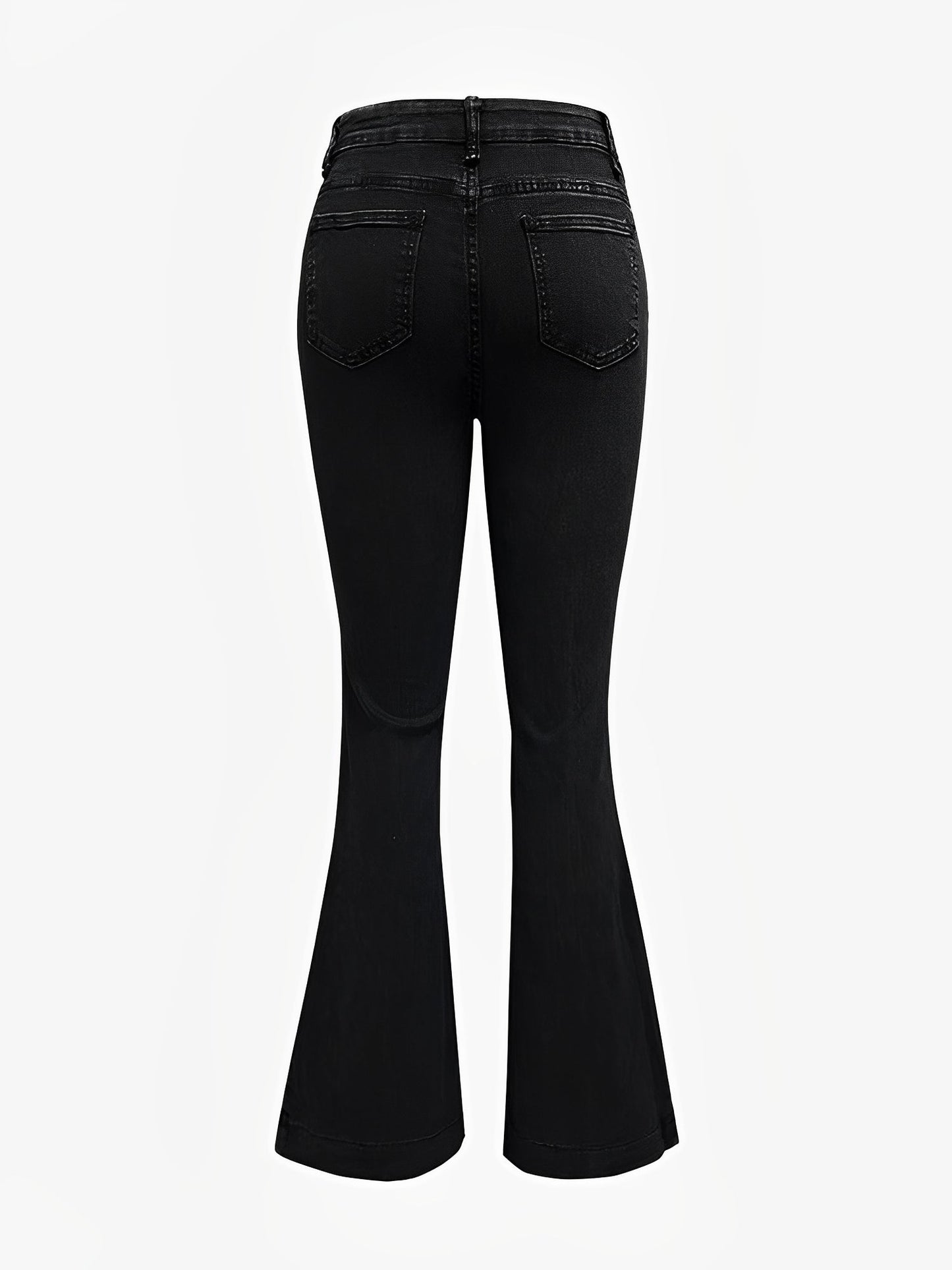 Denim Buttoned Bell-Bottomed Pocketed Jeans