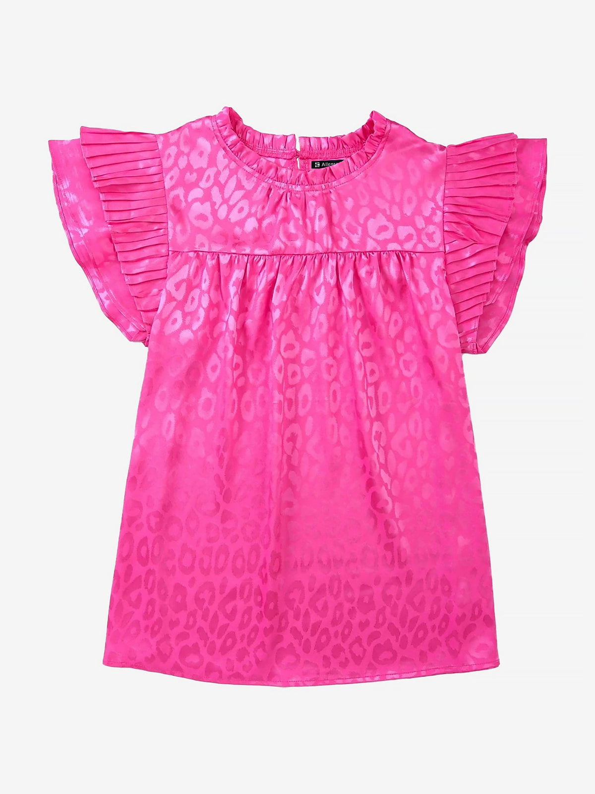 Ruffled Short Sleeves Leopard Print Casual Blouse