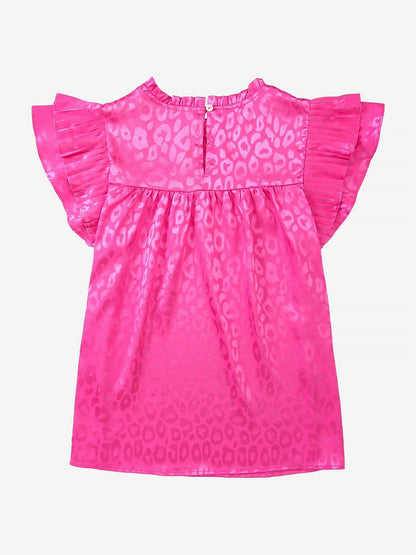 Ruffled Short Sleeves Leopard Print Casual Blouse