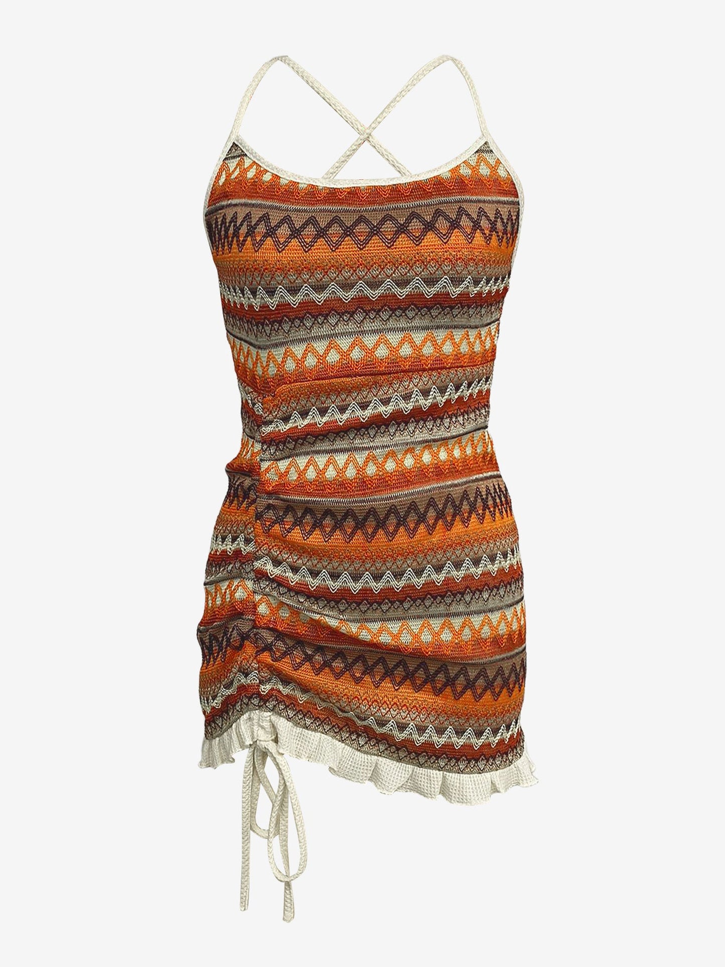 Spaghetti Strap Backless Boho Embroidered Dress