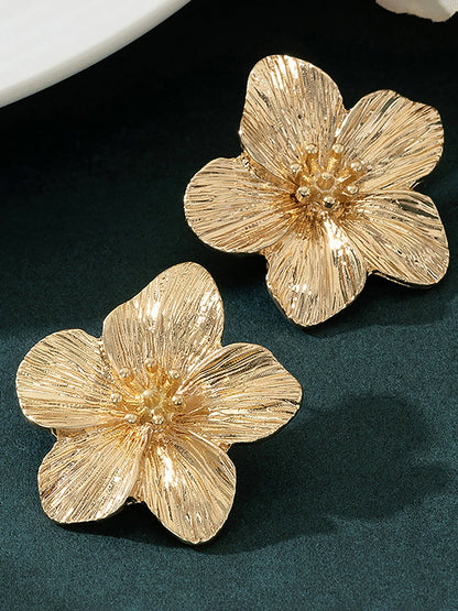 Alloy Flower Shape Stud Earrings