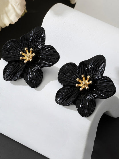 Alloy Flower Shape Stud Earrings