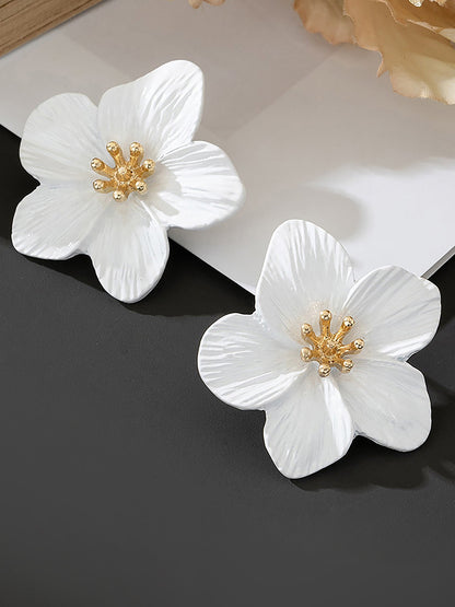 Alloy Flower Shape Stud Earrings